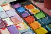 A box of watercolour paints.