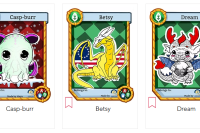 a set of cards with cartoon dragons on them