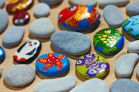 Rounded painted colourful stones