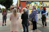 a walking tour in downtown okotoks