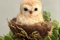 Felted Owl in a Nest
