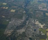 aerial shot of Okotoks and surrounding area