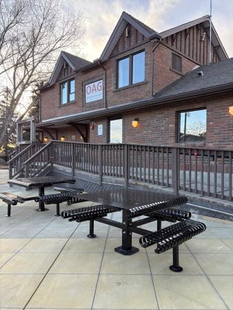 Downtown improvements - new bench picnic seating in front of the Okotoks Art Gallery
