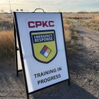 CPKC Emergency Response Exercise Signage indicating a Training Exercise Today in Aldersyde
