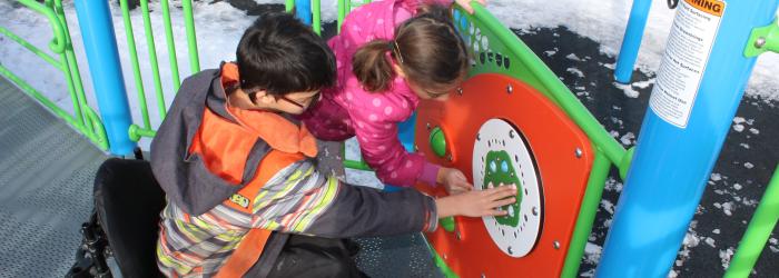 Inclusive playground with children playing