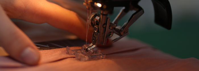 a close up of a sewing machine in use