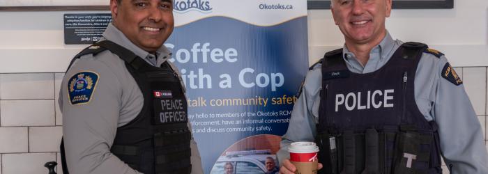 Okotoks RCMP and Municipal Enforcement at Coffee with a Cop Event