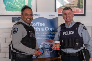 Okotoks RCMP and Municipal Enforcement at Coffee with a Cop Event